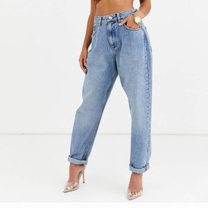 ASOS DESIGN Petite high rise 'Slouchy' mom jeans